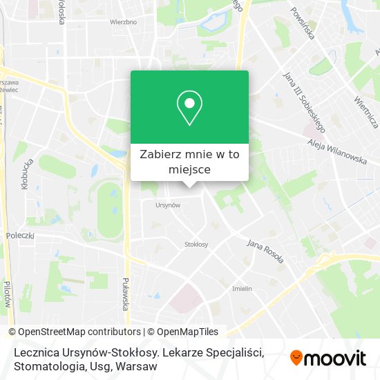 Mapa Lecznica Ursynów-Stokłosy. Lekarze Specjaliści, Stomatologia, Usg