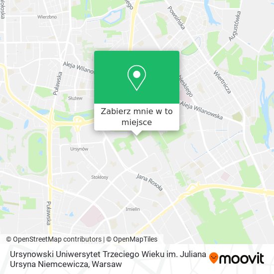 Mapa Ursynowski Uniwersytet Trzeciego Wieku im. Juliana Ursyna Niemcewicza