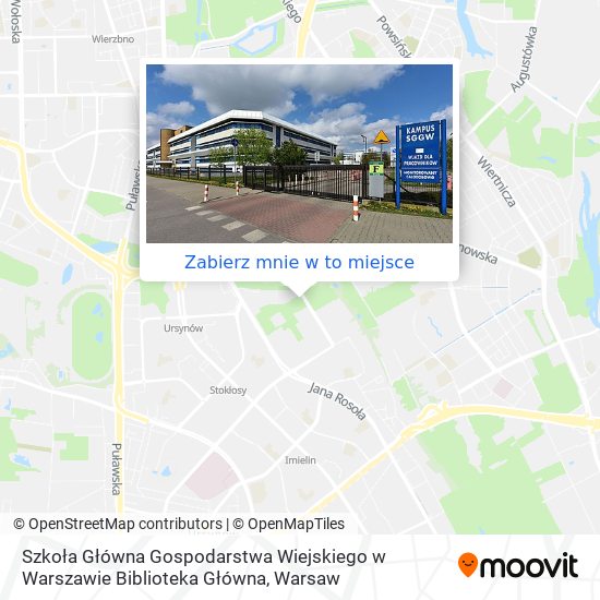 Mapa Szkoła Główna Gospodarstwa Wiejskiego w Warszawie Biblioteka Główna