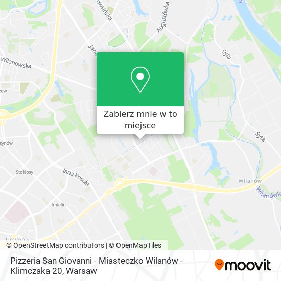 Mapa Pizzeria San Giovanni - Miasteczko Wilanów - Klimczaka 20