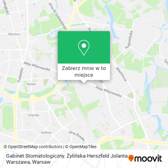 Mapa Gabinet Stomatologiczny. Żylińska-Herszfeld Jolanta Warszawa