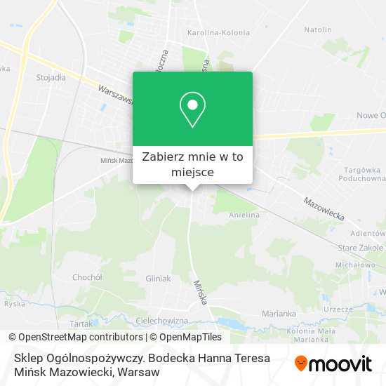 Mapa Sklep Ogólnospożywczy. Bodecka Hanna Teresa Mińsk Mazowiecki