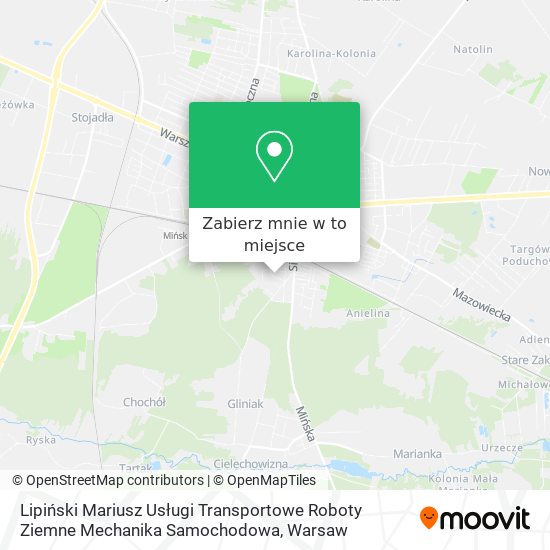 Mapa Lipiński Mariusz Usługi Transportowe Roboty Ziemne Mechanika Samochodowa