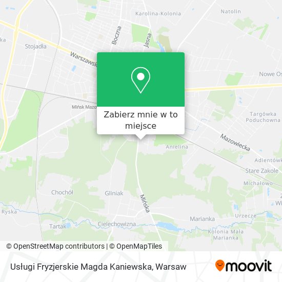 Mapa Usługi Fryzjerskie Magda Kaniewska