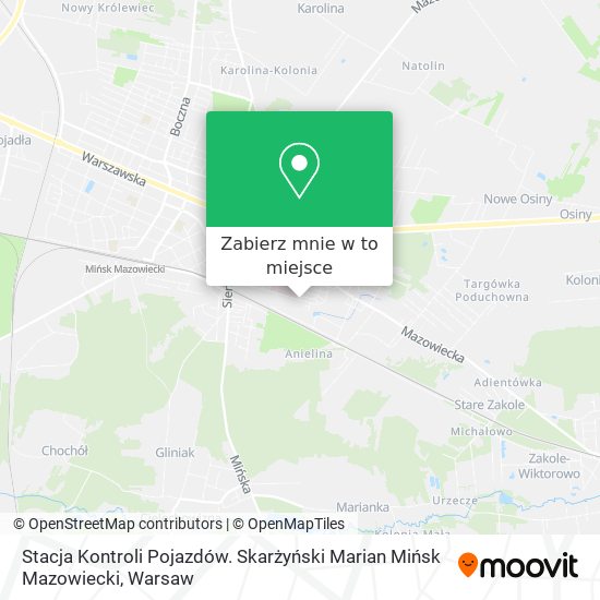 Mapa Stacja Kontroli Pojazdów. Skarżyński Marian Mińsk Mazowiecki