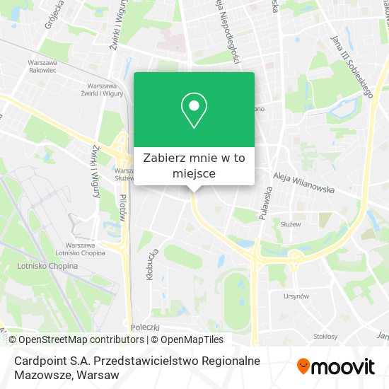 Mapa Cardpoint S.A. Przedstawicielstwo Regionalne Mazowsze