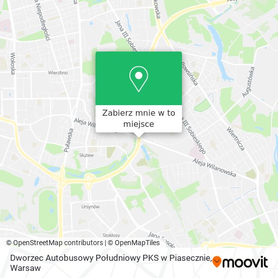 Mapa Dworzec Autobusowy Południowy PKS w Piasecznie