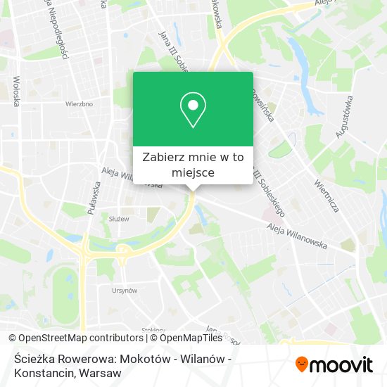 Mapa Ścieżka Rowerowa: Mokotów - Wilanów - Konstancin