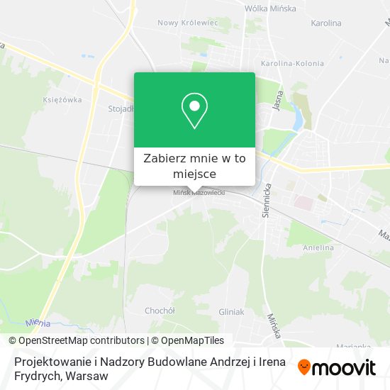 Mapa Projektowanie i Nadzory Budowlane Andrzej i Irena Frydrych