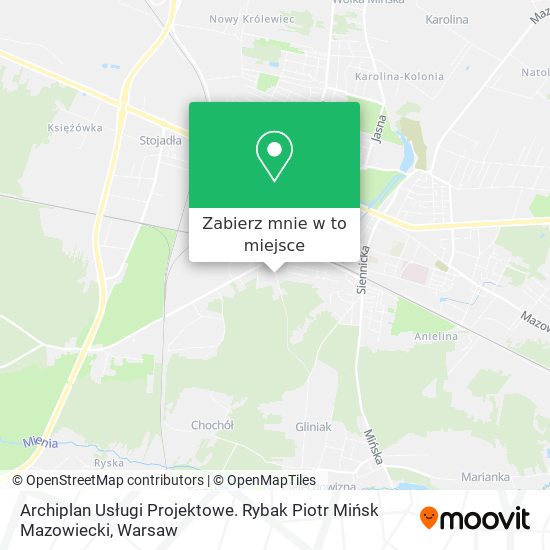 Mapa Archiplan Usługi Projektowe. Rybak Piotr Mińsk Mazowiecki