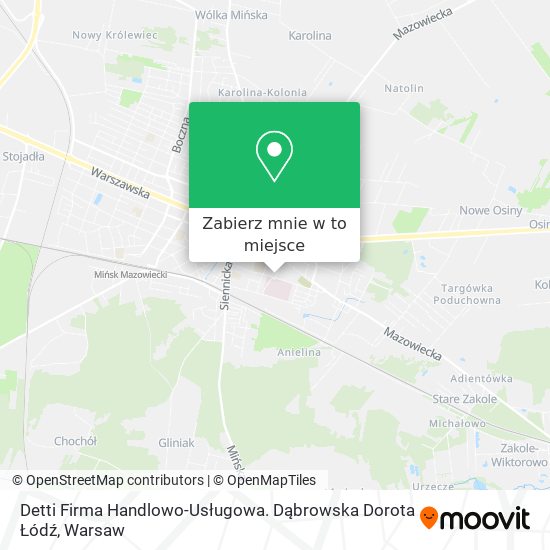 Mapa Detti Firma Handlowo-Usługowa. Dąbrowska Dorota Łódź