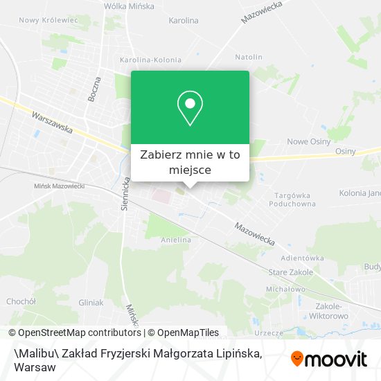 Mapa \Malibu\ Zakład Fryzjerski Małgorzata Lipińska