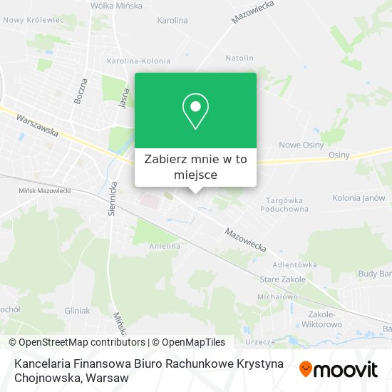 Mapa Kancelaria Finansowa Biuro Rachunkowe Krystyna Chojnowska