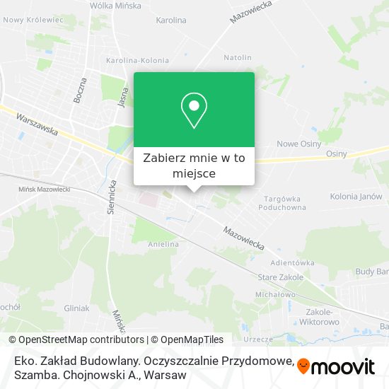 Mapa Eko. Zakład Budowlany. Oczyszczalnie Przydomowe, Szamba. Chojnowski A.