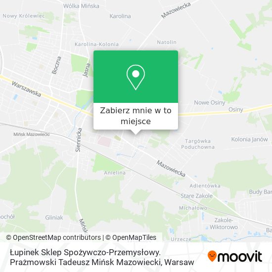 Mapa Łupinek Sklep Spożywczo-Przemysłowy. Prażmowski Tadeusz Mińsk Mazowiecki