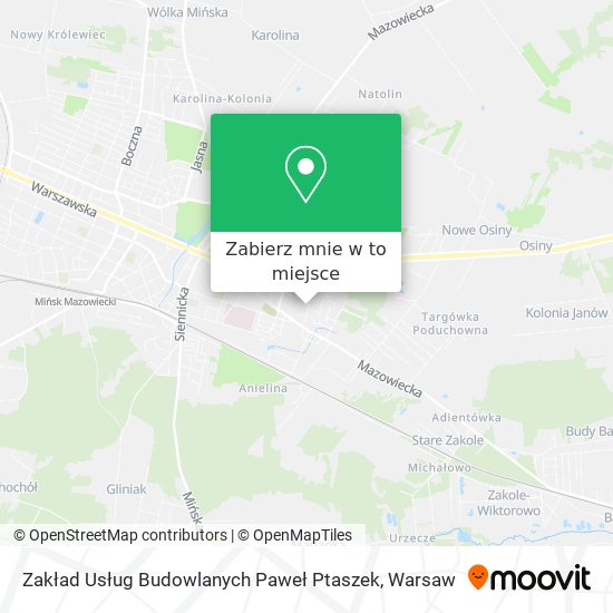 Mapa Zakład Usług Budowlanych Paweł Ptaszek