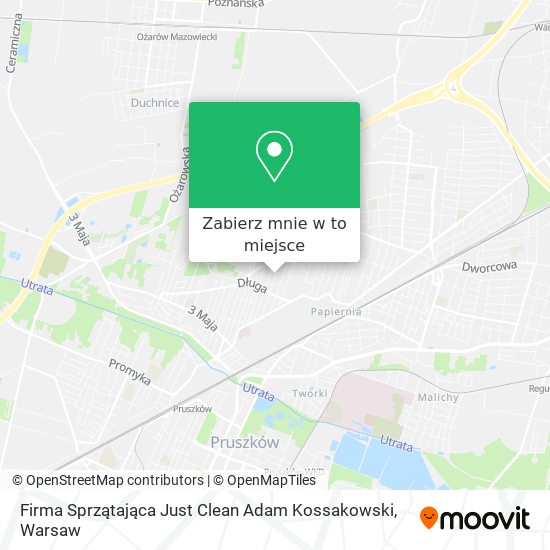 Mapa Firma Sprzątająca Just Clean Adam Kossakowski