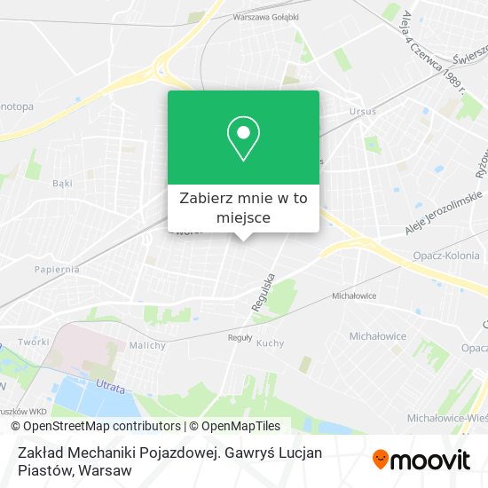 Mapa Zakład Mechaniki Pojazdowej. Gawryś Lucjan Piastów