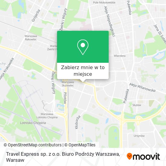 Mapa Travel Express sp. z o.o. Biuro Podróży Warszawa