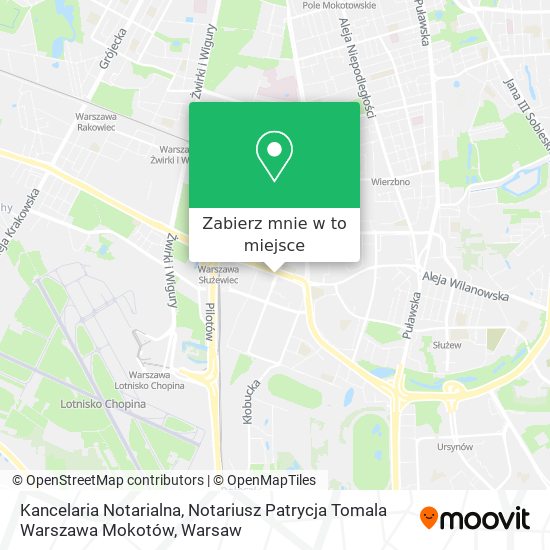 Mapa Kancelaria Notarialna, Notariusz Patrycja Tomala Warszawa Mokotów