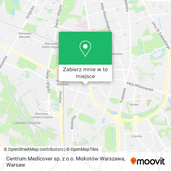 Mapa Centrum Medicover sp. z o.o. Mokotów Warszawa