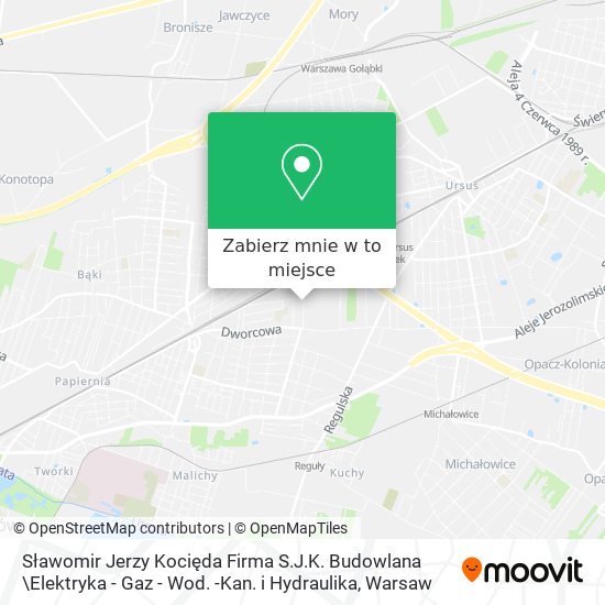 Mapa Sławomir Jerzy Kocięda Firma S.J.K. Budowlana \Elektryka - Gaz - Wod. -Kan. i Hydraulika