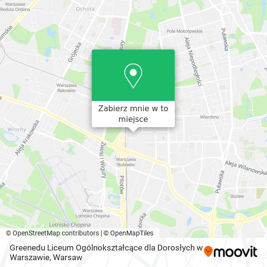 Mapa Greenedu Liceum Ogólnokształcące dla Dorosłych w Warszawie