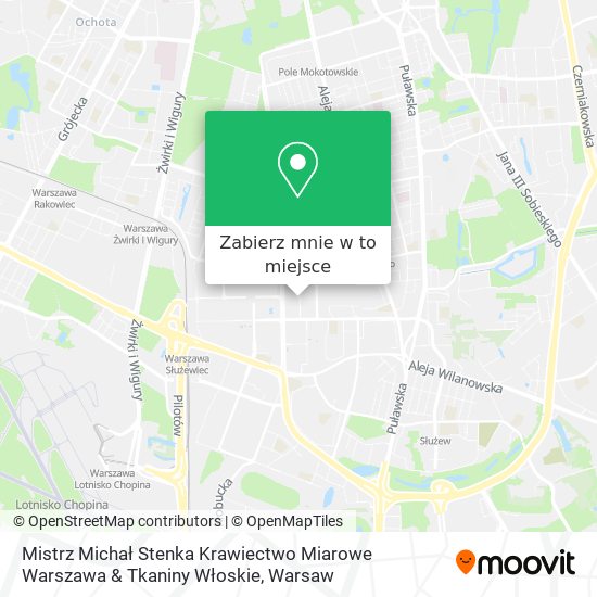 Mapa Mistrz Michał Stenka Krawiectwo Miarowe Warszawa & Tkaniny Włoskie