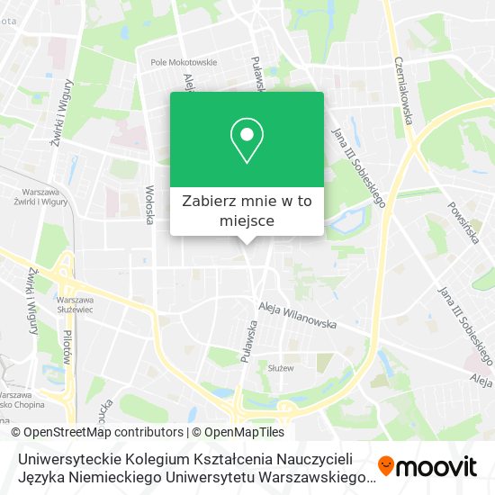 Mapa Uniwersyteckie Kolegium Kształcenia Nauczycieli Języka Niemieckiego Uniwersytetu Warszawskiego