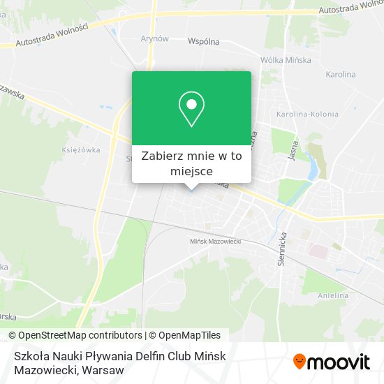 Mapa Szkoła Nauki Pływania Delfin Club Mińsk Mazowiecki