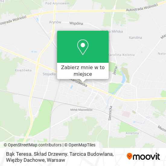 Mapa Bąk Teresa. Skład Drzewny. Tarcica Budowlana, Więźby Dachowe