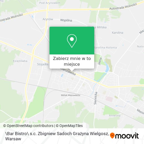 Mapa \Bar Bistro\ s.c. Zbigniew Sadoch Grażyna Wielgosz