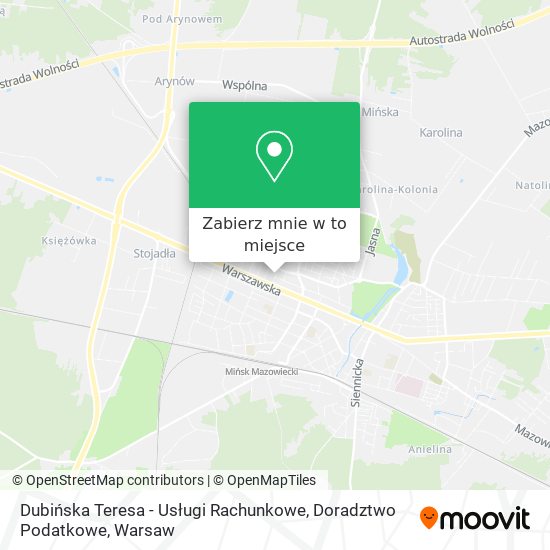 Mapa Dubińska Teresa - Usługi Rachunkowe, Doradztwo Podatkowe