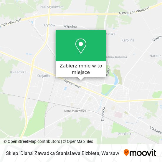 Mapa Sklep 'Diana' Zawadka Stanisława Elżbieta