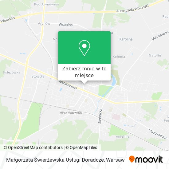 Mapa Małgorzata Świerżewska Usługi Doradcze