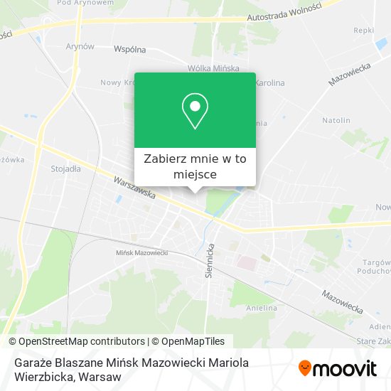 Mapa Garaże Blaszane Mińsk Mazowiecki Mariola Wierzbicka