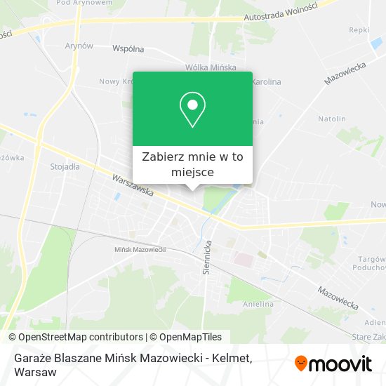 Mapa Garaże Blaszane Mińsk Mazowiecki - Kelmet