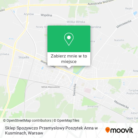 Mapa Sklep Spozywczo Przemyslowy Poszytek Anna w Kusminach