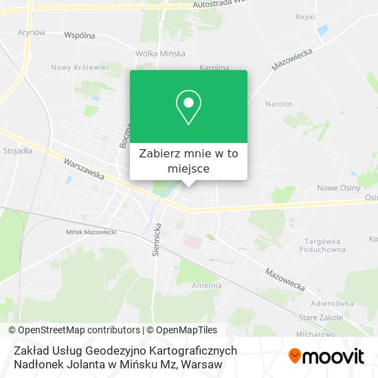 Mapa Zakład Usług Geodezyjno Kartograficznych Nadłonek Jolanta w Mińsku Mz