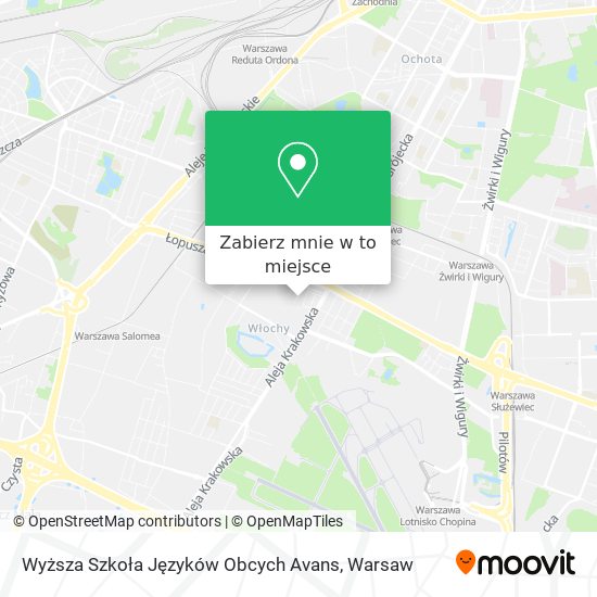 Mapa Wyższa Szkoła Języków Obcych Avans