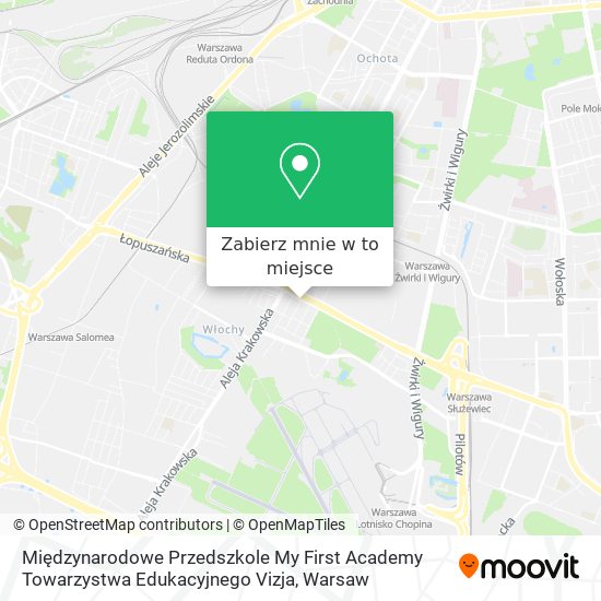 Mapa Międzynarodowe Przedszkole My First Academy Towarzystwa Edukacyjnego Vizja