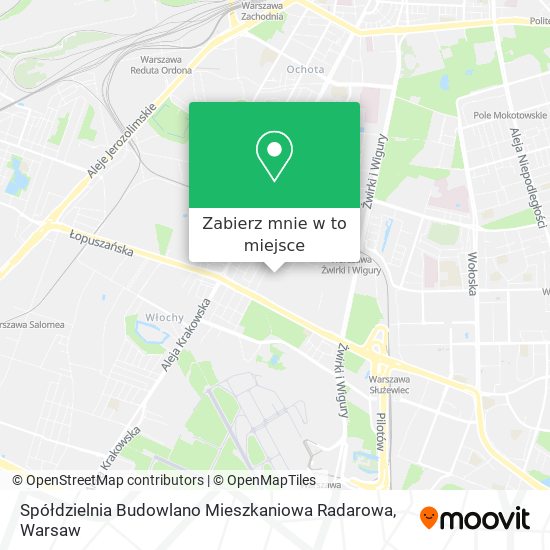 Mapa Spółdzielnia Budowlano Mieszkaniowa Radarowa