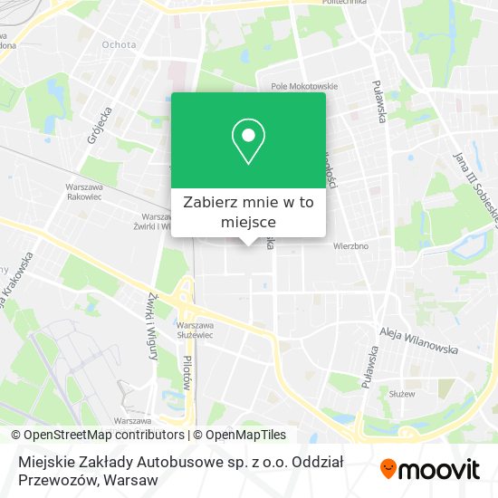 Mapa Miejskie Zakłady Autobusowe sp. z o.o. Oddział Przewozów