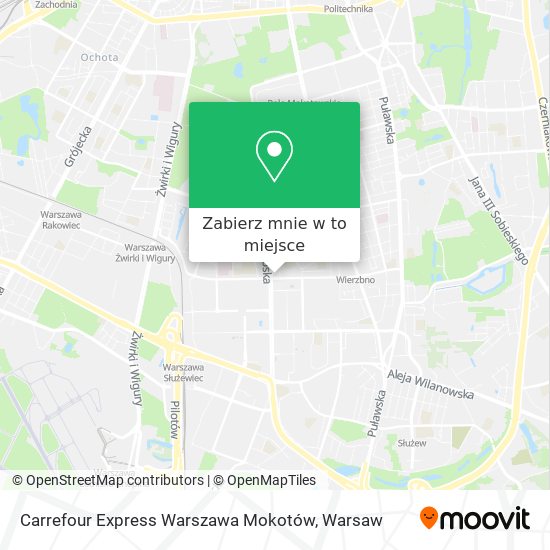 Mapa Carrefour Express Warszawa Mokotów