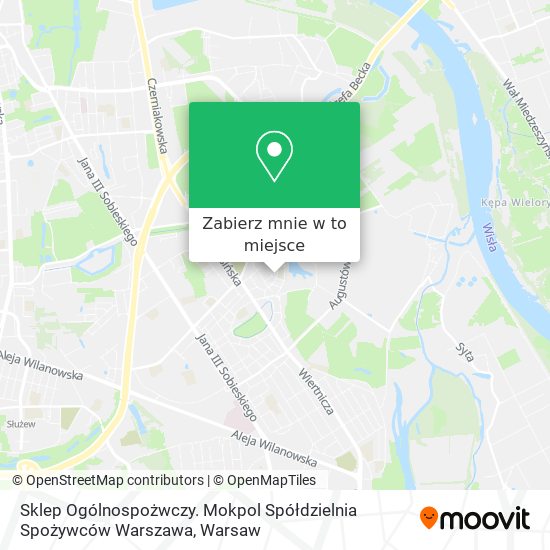 Mapa Sklep Ogólnospożwczy. Mokpol Spółdzielnia Spożywców Warszawa