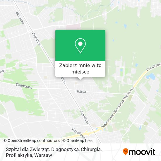 Mapa Szpital dla Zwierząt. Diagnostyka, Chirurgia, Profilaktyka