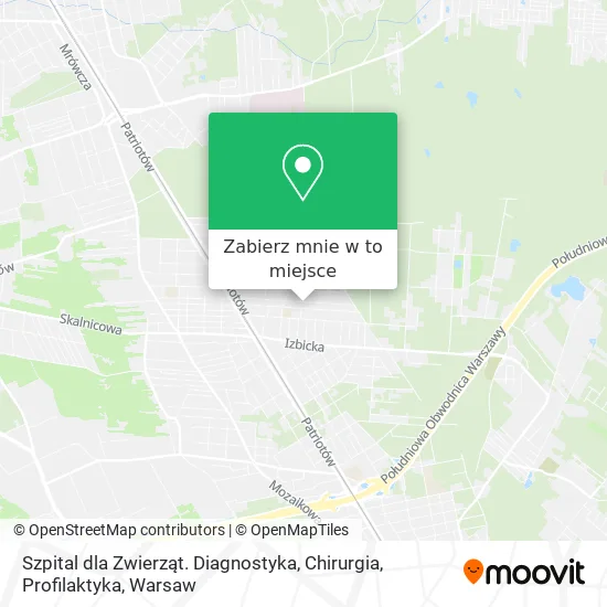 Mapa Szpital dla Zwierząt. Diagnostyka, Chirurgia, Profilaktyka