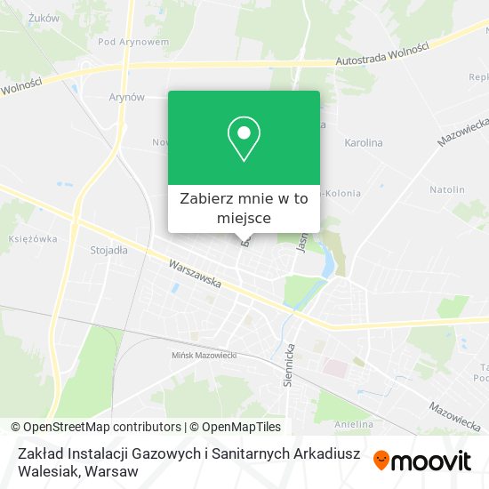 Mapa Zakład Instalacji Gazowych i Sanitarnych Arkadiusz Walesiak