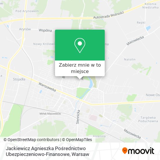 Mapa Jackiewicz Agnieszka Pośrednictwo Ubezpieczeniowo-Finansowe