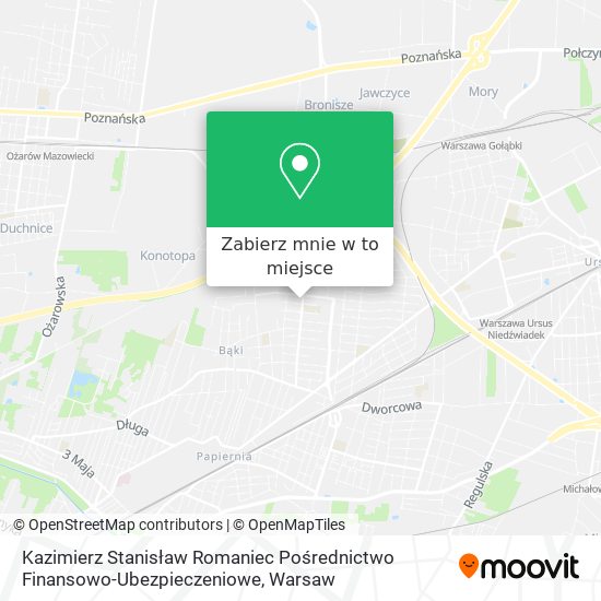 Mapa Kazimierz Stanisław Romaniec Pośrednictwo Finansowo-Ubezpieczeniowe